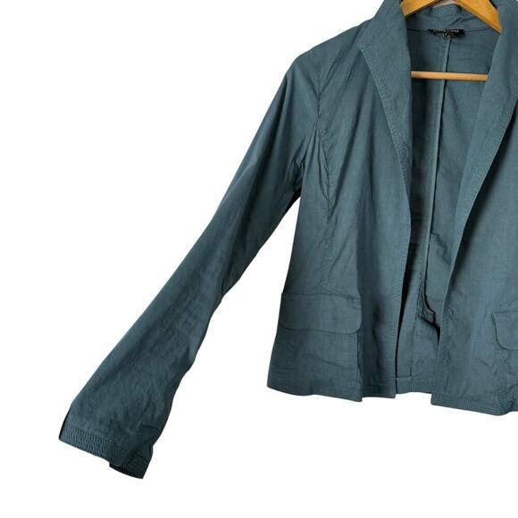 Eileen Fisher Linen Open Front Blazer Lightweight Jacket in Slate Blue, XS P - Picture 5 of 11